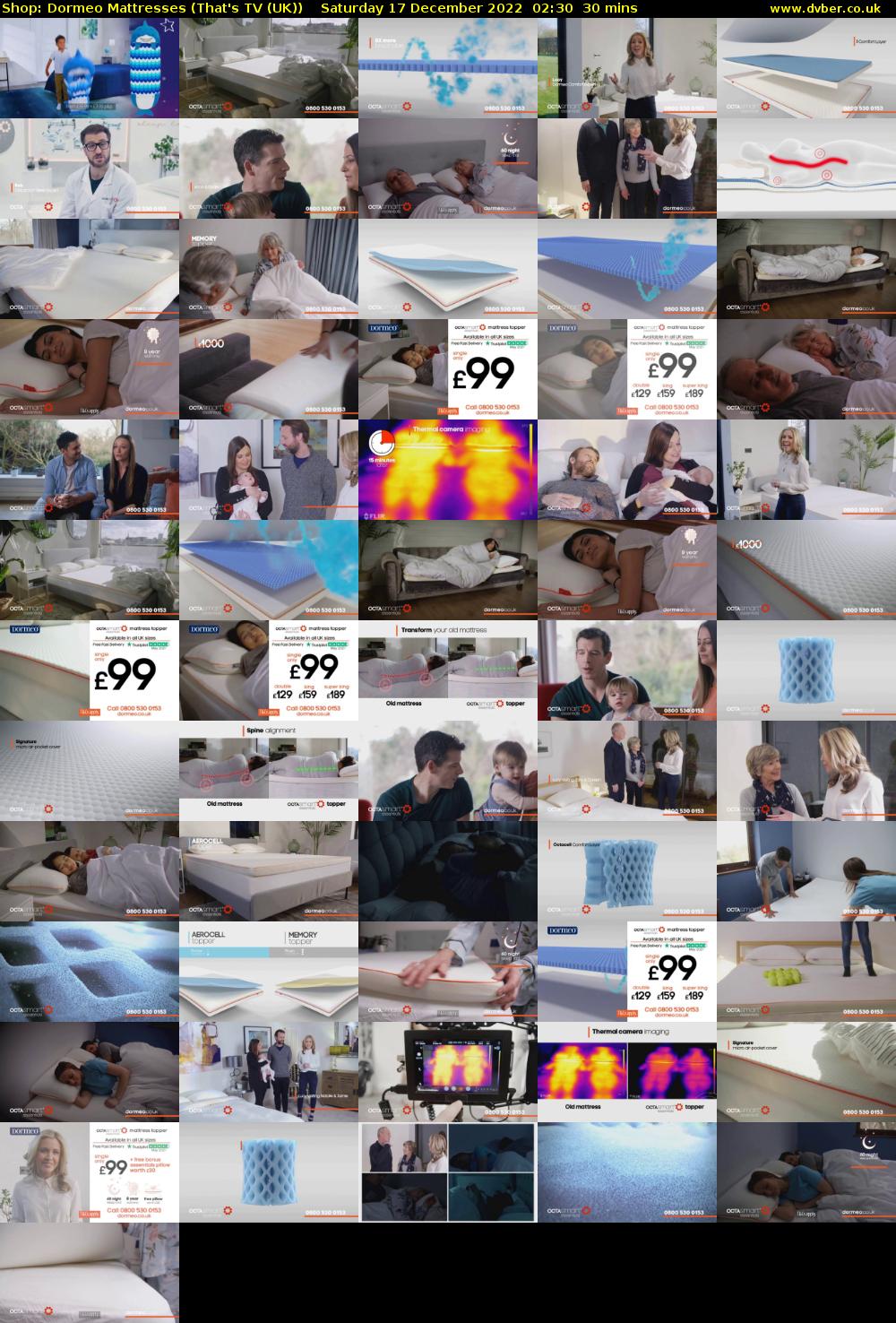 Shop: Dormeo Mattresses (That's TV (UK)) Saturday 17 December 2022 02:30 - 03:00