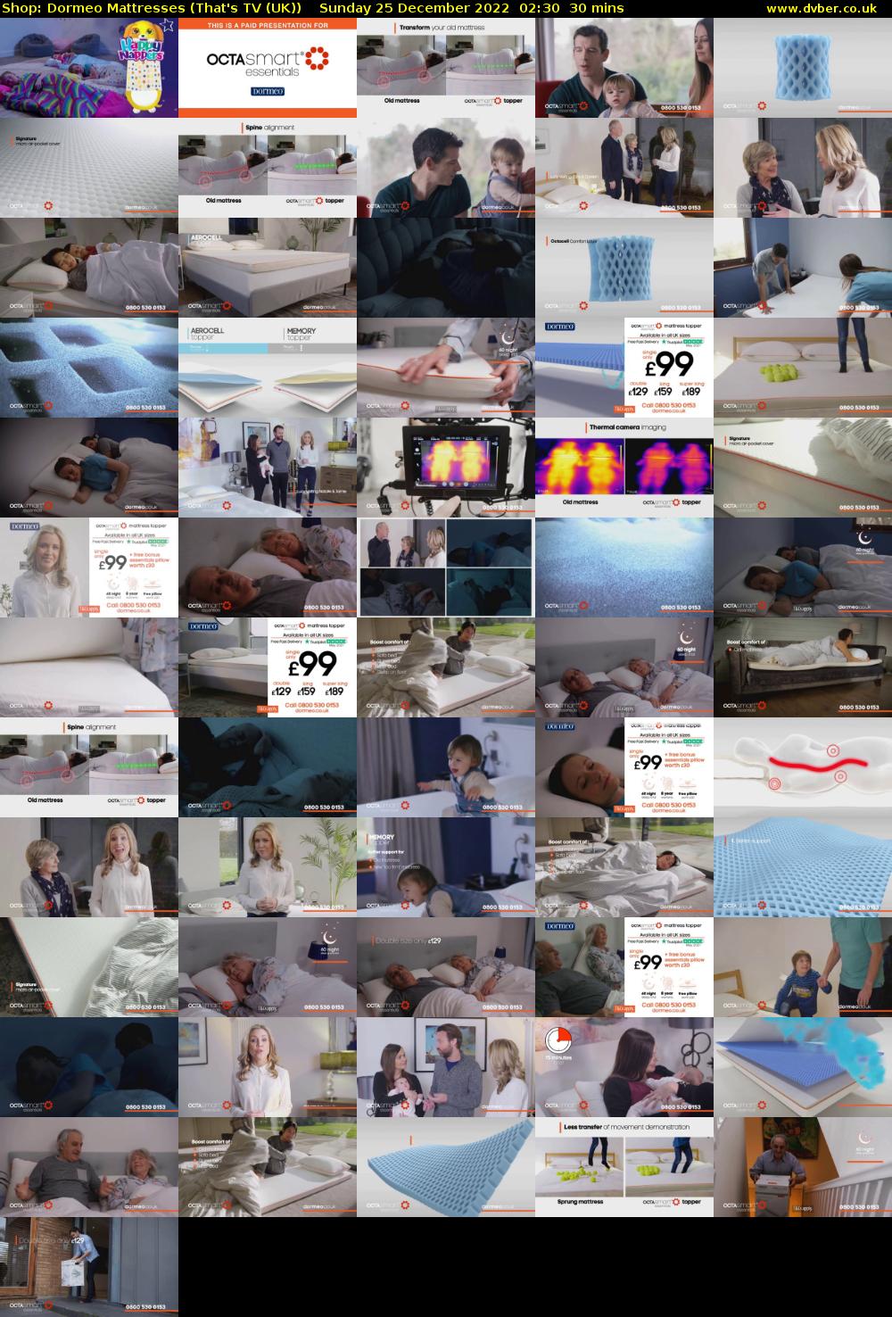 Shop: Dormeo Mattresses (That's TV (UK)) Sunday 25 December 2022 02:30 - 03:00