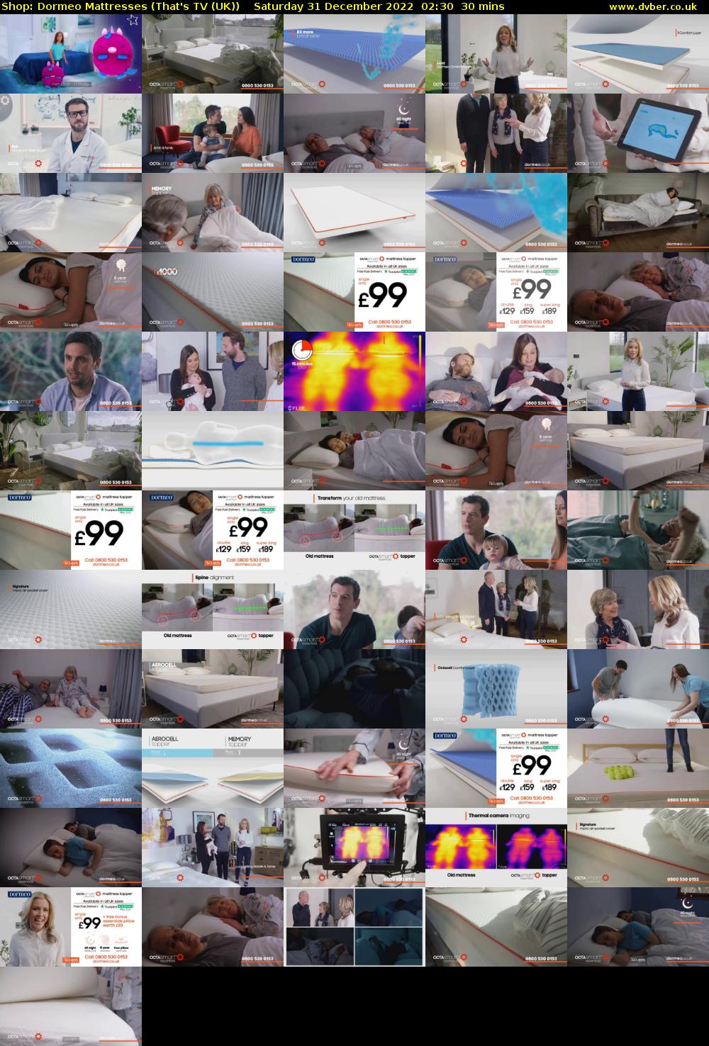 Shop: Dormeo Mattresses (That's TV (UK)) Saturday 31 December 2022 02:30 - 03:00