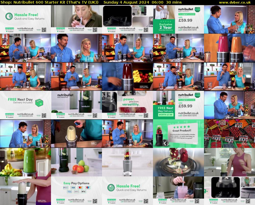 Shop: Nutribullet 600 Starter Kit (That's TV (UK)) Sunday 4 August 2024 06:00 - 06:30