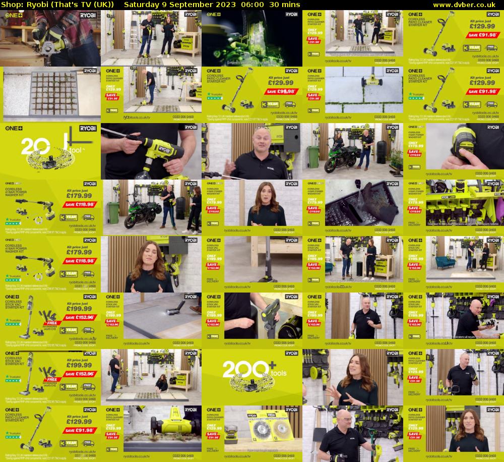 Shop: Ryobi (That's TV (UK)) Saturday 9 September 2023 06:00 - 06:30
