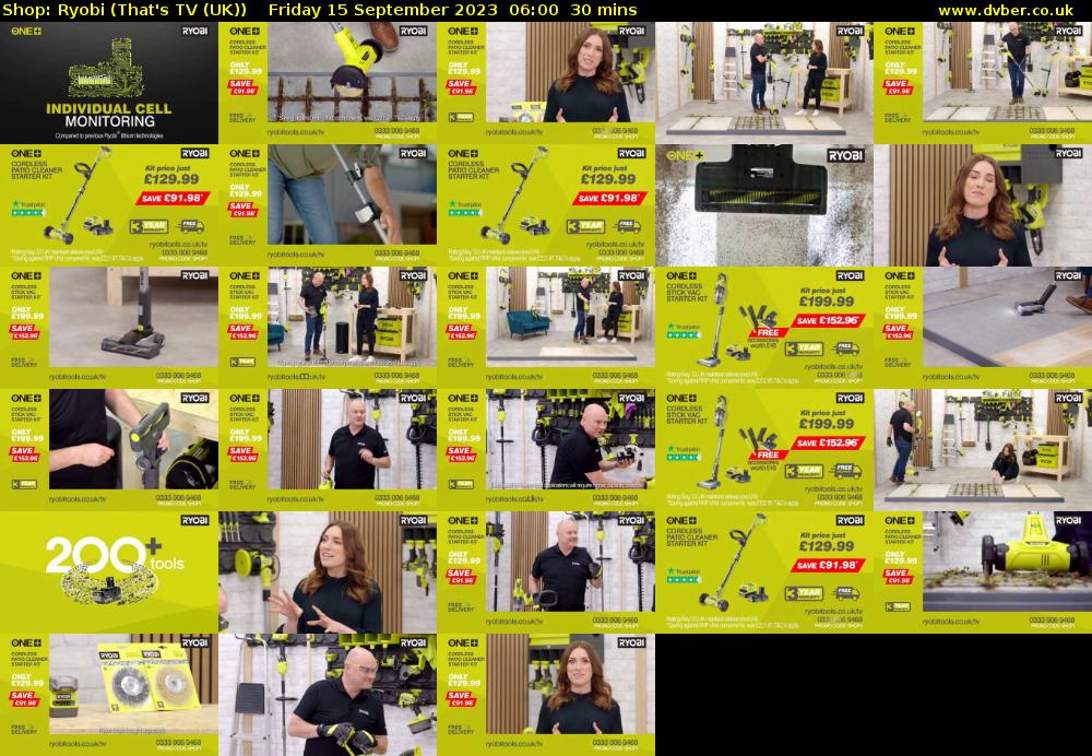 Shop: Ryobi (That's TV (UK)) Friday 15 September 2023 06:00 - 06:30