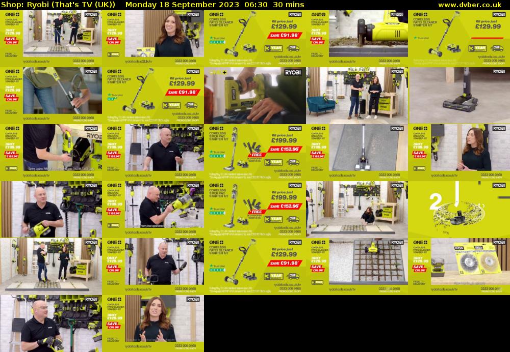 Shop: Ryobi (That's TV (UK)) Monday 18 September 2023 06:30 - 07:00