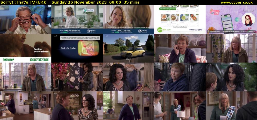 Sorry! (That's TV (UK)) Sunday 26 November 2023 09:00 - 09:35
