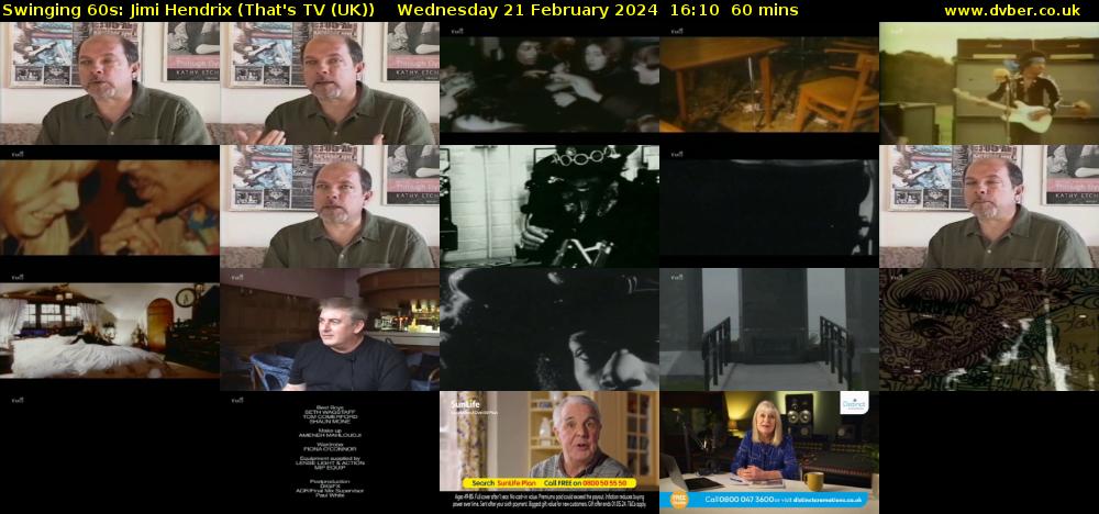 Swinging 60s: Jimi Hendrix (That's TV (UK)) Wednesday 21 February 2024 16:10 - 17:10