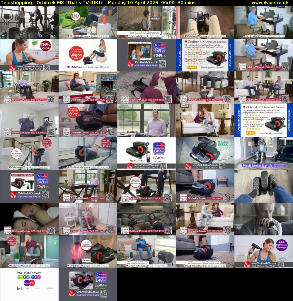 Teleshopping - Orbitrek MX (That's TV (UK)) Monday 10 April 2023 06:00 - 06:30