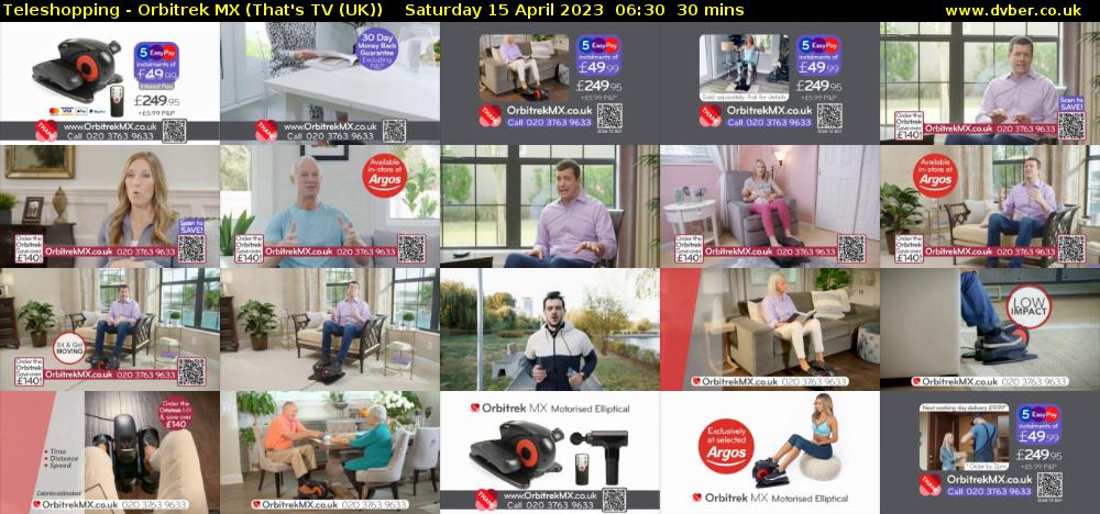 Teleshopping - Orbitrek MX (That's TV (UK)) Saturday 15 April 2023 06:30 - 07:00