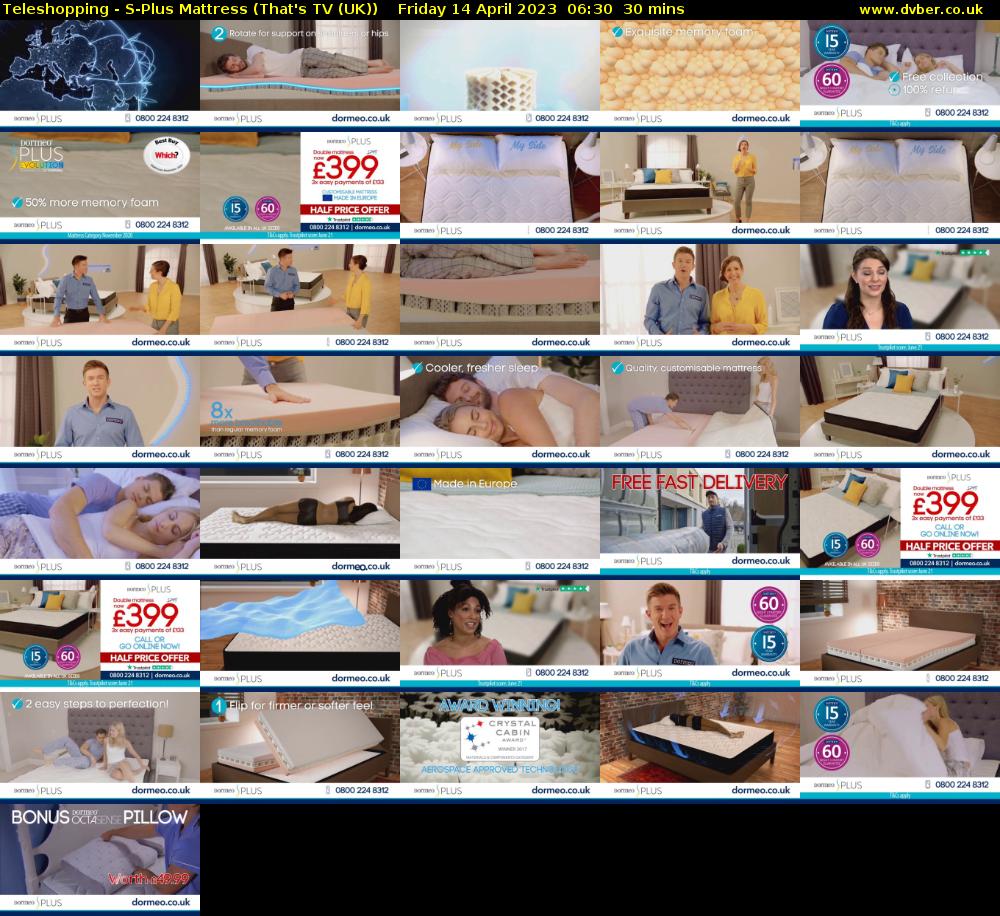 Teleshopping - S-Plus Mattress (That's TV (UK)) Friday 14 April 2023 06:30 - 07:00
