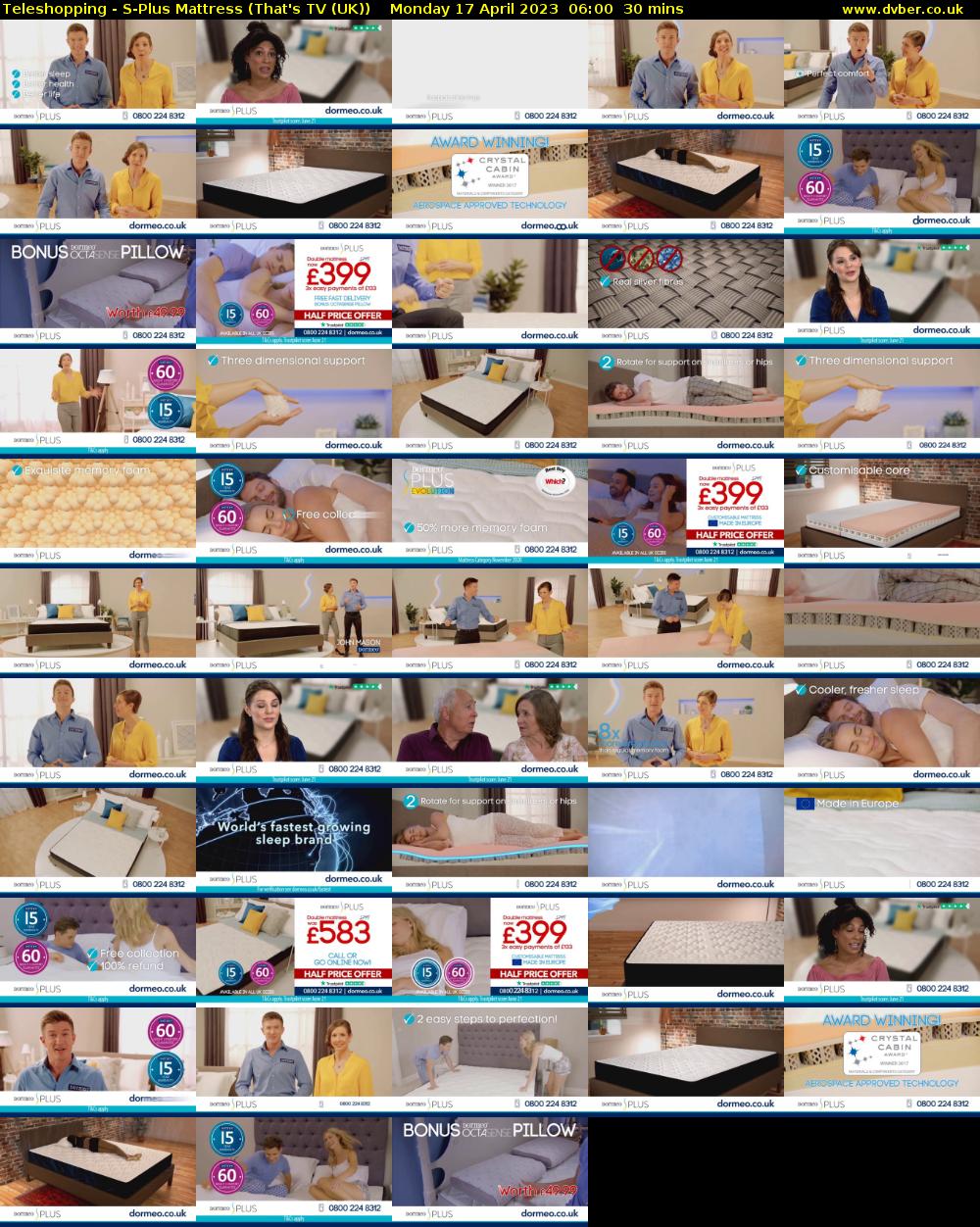 Teleshopping - S-Plus Mattress (That's TV (UK)) Monday 17 April 2023 06:00 - 06:30