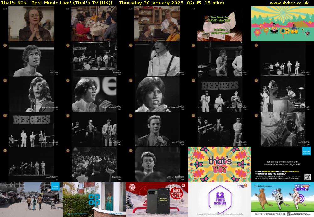 That's 60s - Best Music Live! (That's TV (UK)) Thursday 30 January 2025 02:45 - 03:00