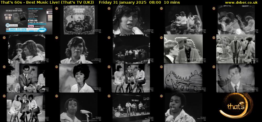 That's 60s - Best Music Live! (That's TV (UK)) Friday 31 January 2025 08:00 - 08:10