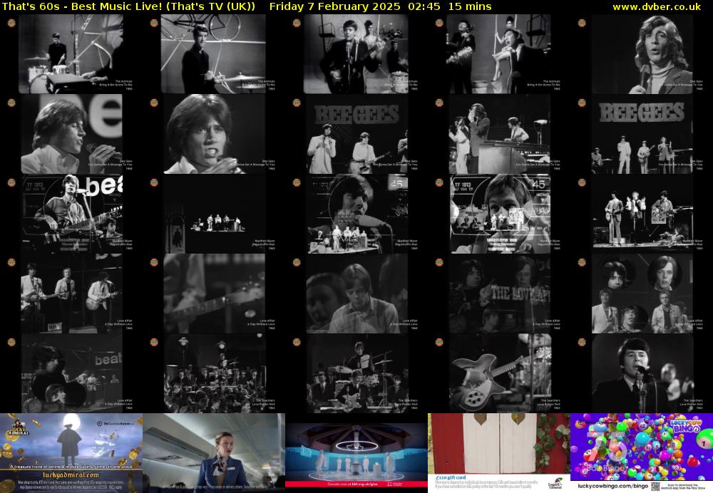 That's 60s - Best Music Live! (That's TV (UK)) Friday 7 February 2025 02:45 - 03:00