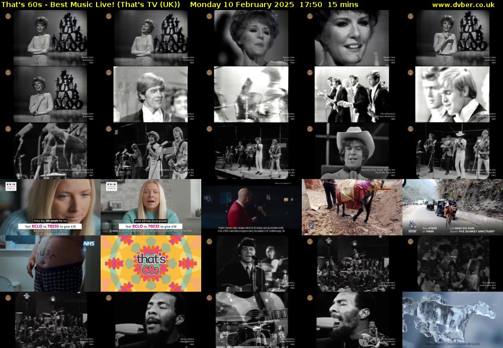 That's 60s - Best Music Live! (That's TV (UK)) Monday 10 February 2025 17:50 - 18:05