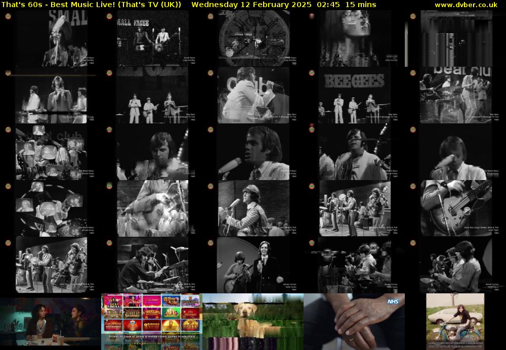That's 60s - Best Music Live! (That's TV (UK)) Wednesday 12 February 2025 02:45 - 03:00