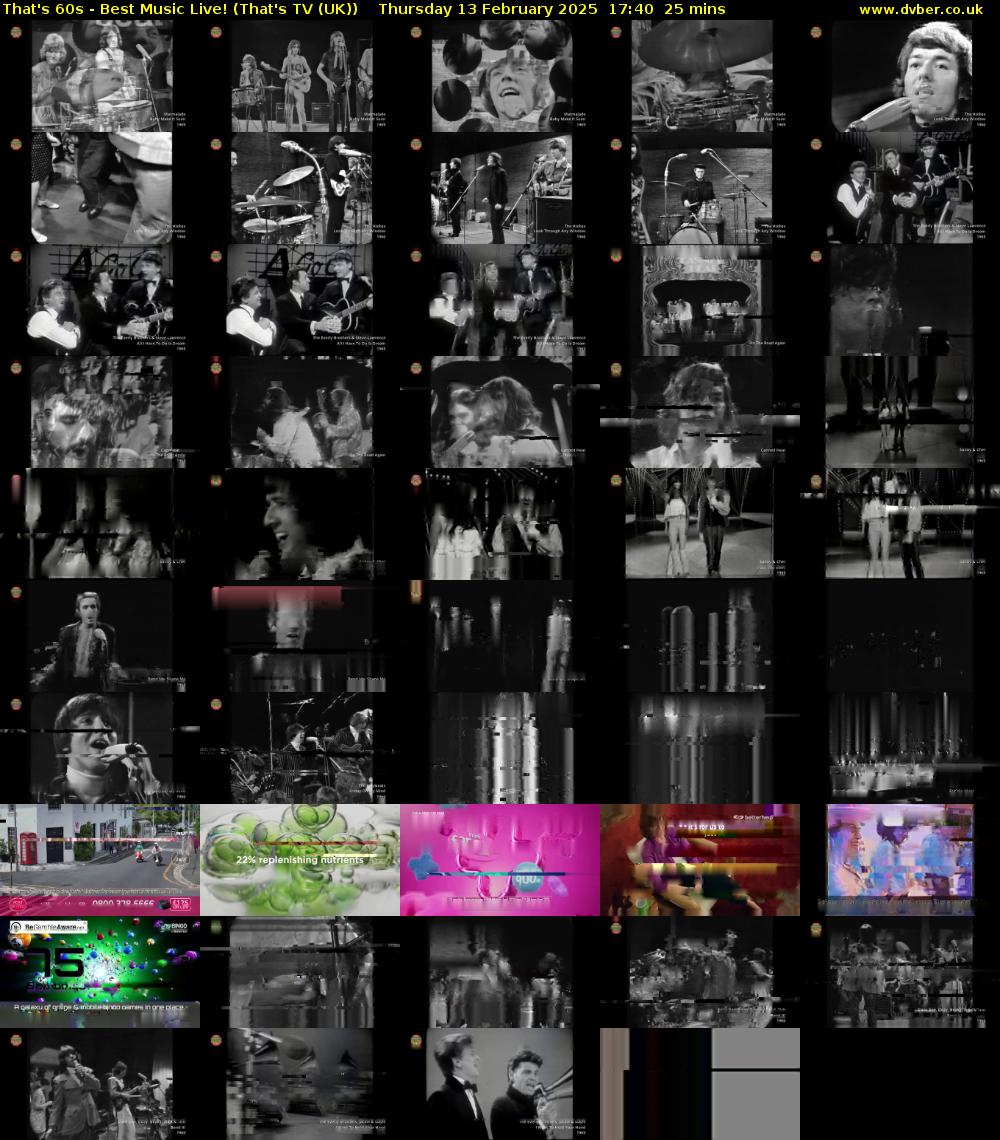 That's 60s - Best Music Live! (That's TV (UK)) Thursday 13 February 2025 17:40 - 18:05