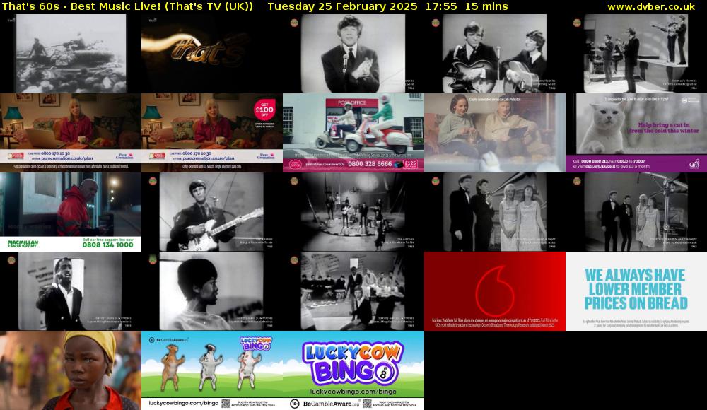 That's 60s - Best Music Live! (That's TV (UK)) Tuesday 25 February 2025 17:55 - 18:10