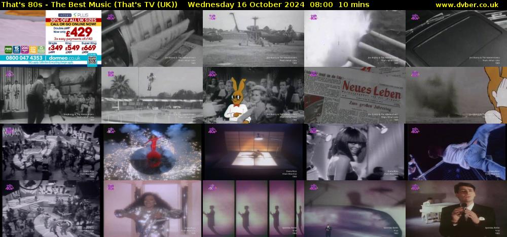 That's 80s - The Best Music (That's TV (UK)) Wednesday 16 October 2024 08:00 - 08:10