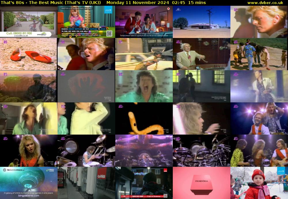 That's 80s - The Best Music (That's TV (UK)) Monday 11 November 2024 02:45 - 03:00