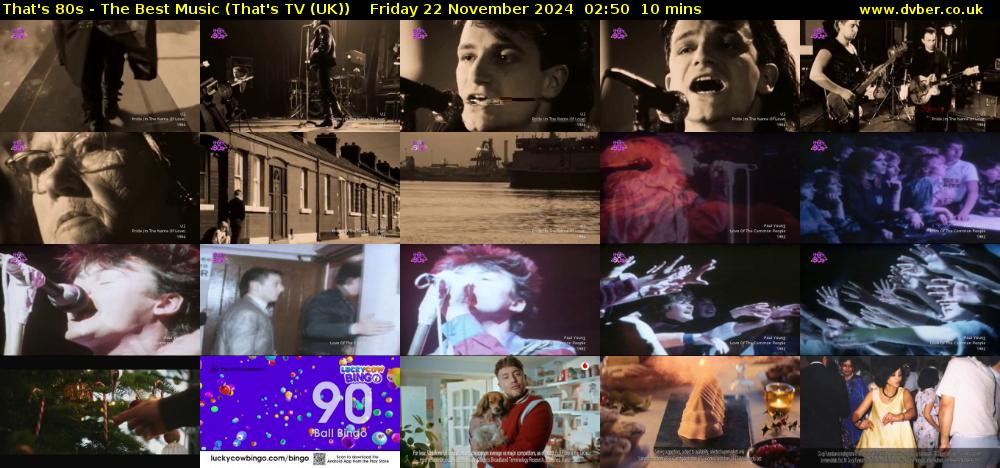 That's 80s - The Best Music (That's TV (UK)) Friday 22 November 2024 02:50 - 03:00