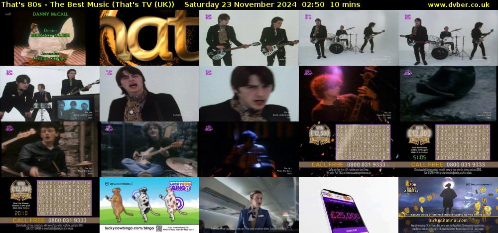 That's 80s - The Best Music (That's TV (UK)) Saturday 23 November 2024 02:50 - 03:00