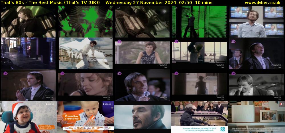 That's 80s - The Best Music (That's TV (UK)) Wednesday 27 November 2024 02:50 - 03:00