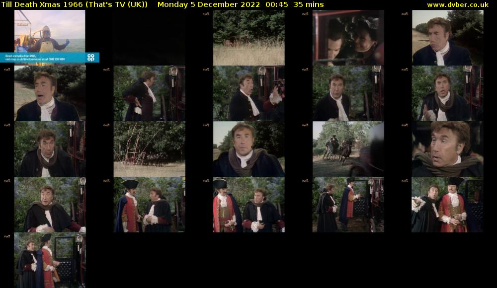 Till Death Xmas 1966 (That's TV (UK)) Monday 5 December 2022 00:45 - 01:20
