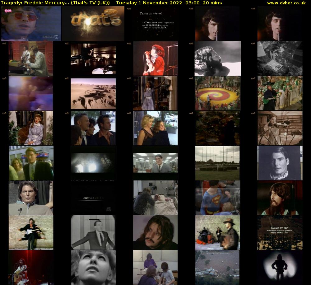 Tragedy: Freddie Mercury... (That's TV (UK)) Tuesday 1 November 2022 03:00 - 03:20