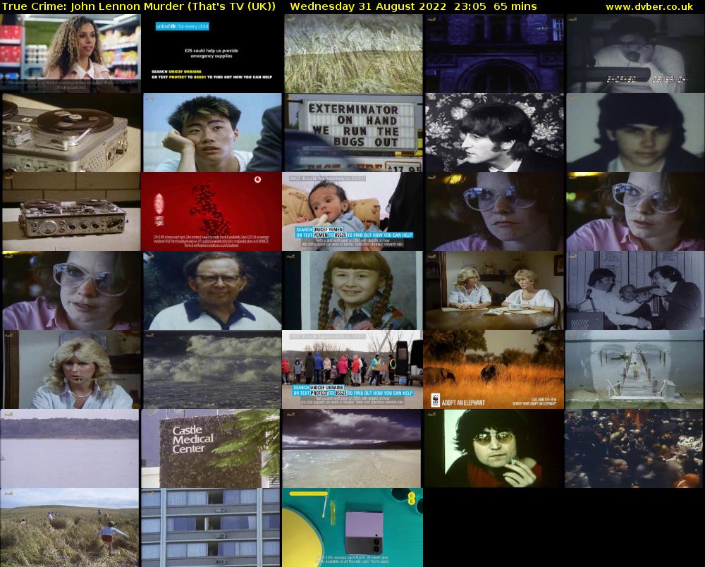 True Crime: John Lennon Murder (That's TV (UK)) Wednesday 31 August 2022 23:05 - 00:10