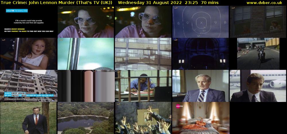 True Crime: John Lennon Murder (That's TV (UK)) Wednesday 31 August 2022 23:25 - 00:35
