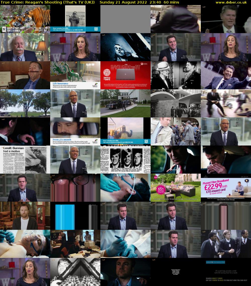 True Crime: Reagan's Shooting (That's TV (UK)) Sunday 21 August 2022 23:40 - 00:40