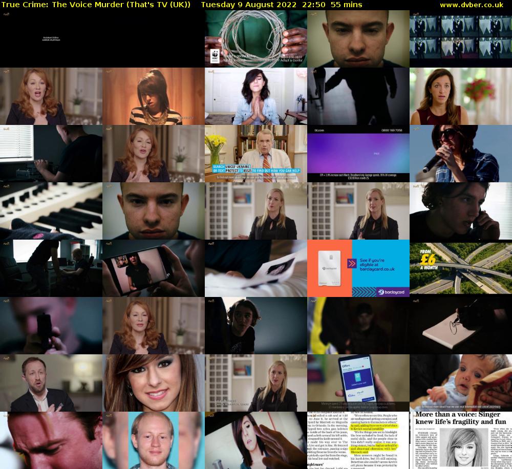 True Crime: The Voice Murder (That's TV (UK)) Tuesday 9 August 2022 22:50 - 23:45