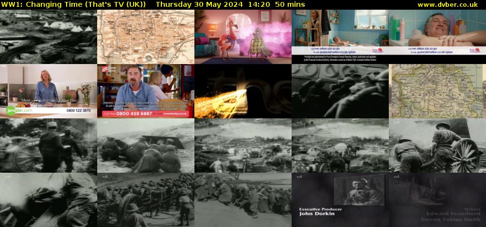 WW1: Changing Time (That's TV (UK)) Thursday 30 May 2024 14:20 - 15:10