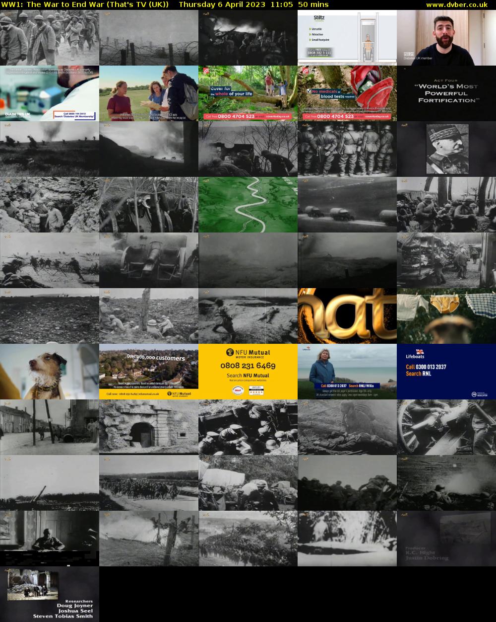 WW1: The War to End War (That's TV (UK)) Thursday 6 April 2023 11:05 - 11:55