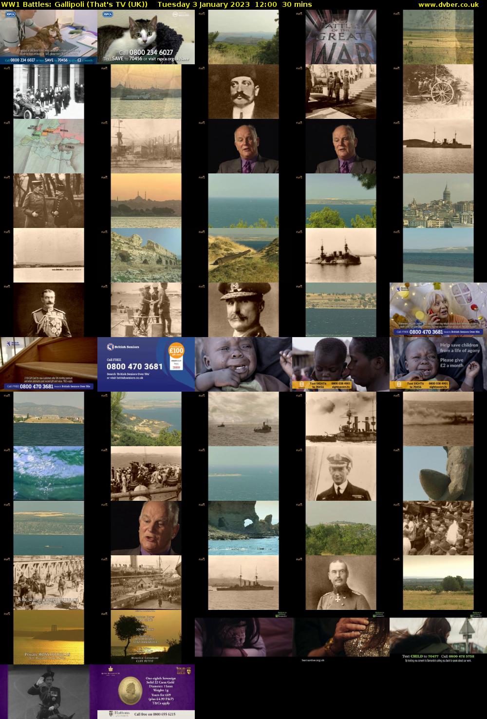WW1 Battles: Gallipoli (That's TV (UK)) Tuesday 3 January 2023 12:00 - 12:30