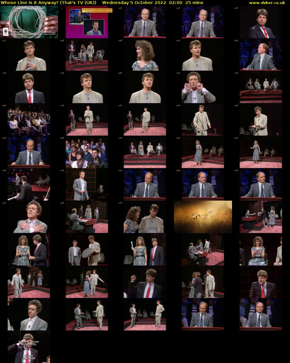 Whose Line Is It Anyway? (That's TV (UK)) Wednesday 5 October 2022 02:00 - 02:25