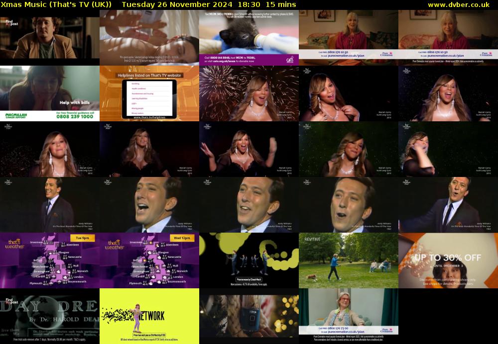 Xmas Music (That's TV (UK)) Tuesday 26 November 2024 18:30 - 18:45