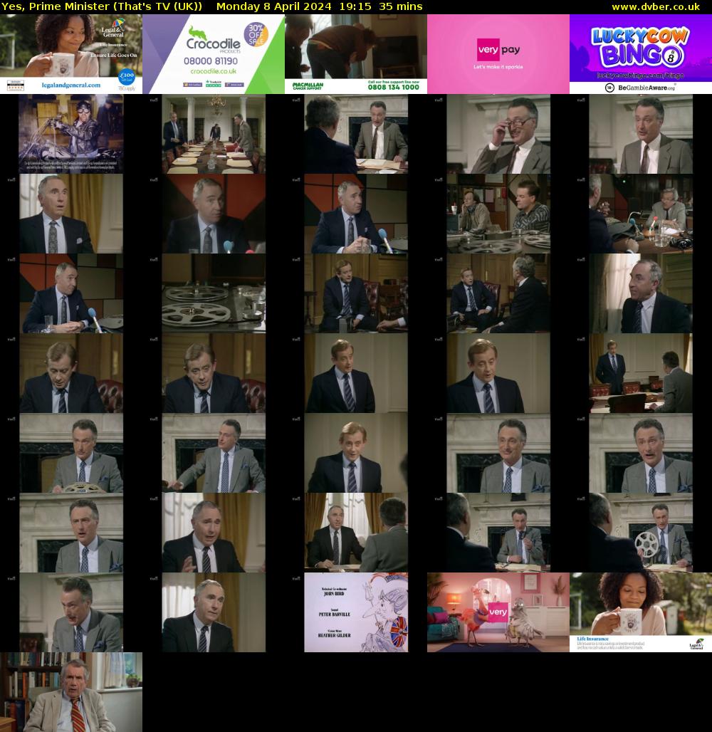 Yes, Prime Minister (That's TV (UK)) Monday 8 April 2024 19:15 - 19:50