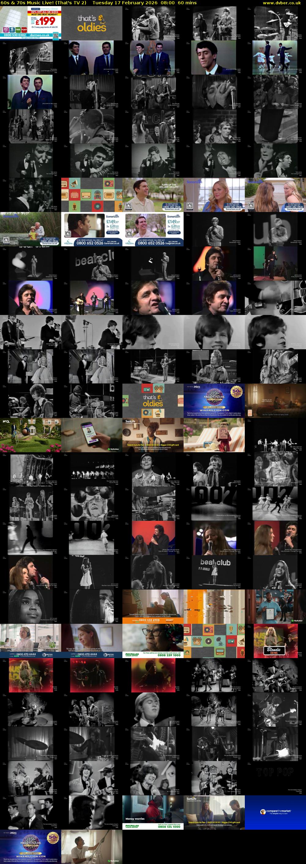 60s & 70s Music Live! (That's TV 2) Tuesday 17 February 2026 08:00 - 09:00