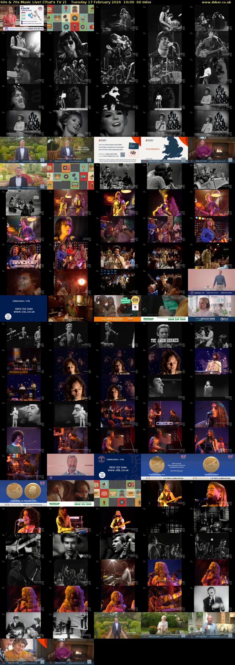 60s & 70s Music Live! (That's TV 2) Tuesday 17 February 2026 10:00 - 11:00