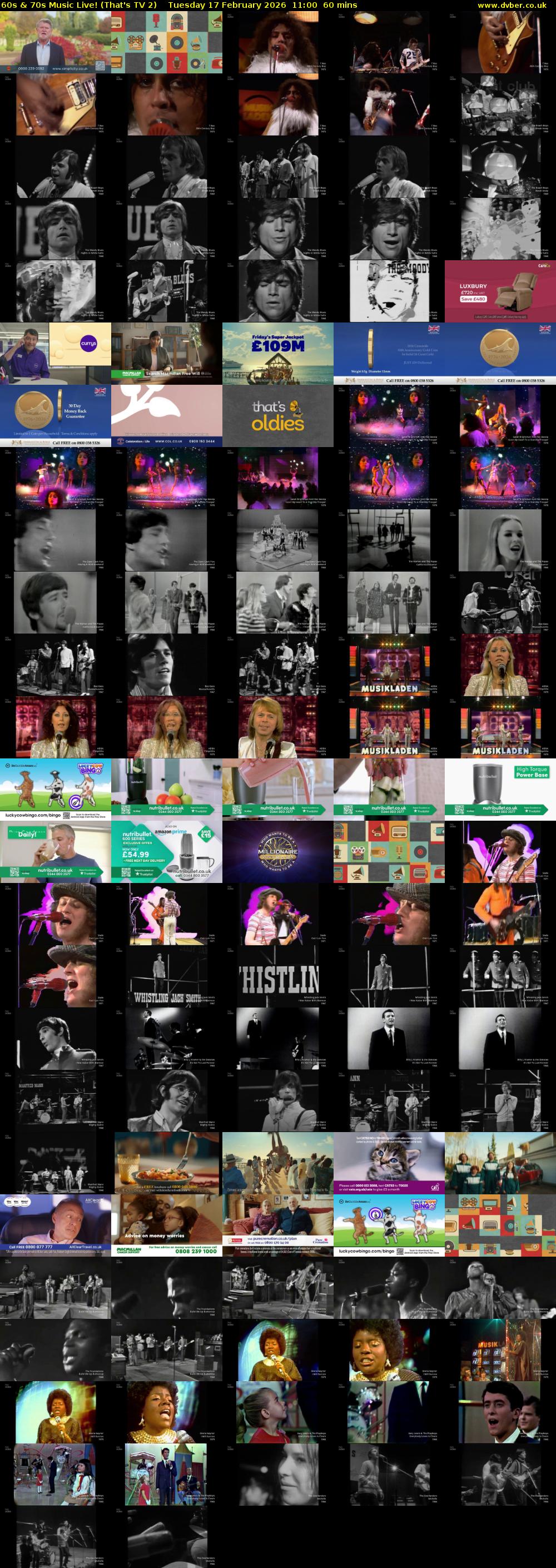 60s & 70s Music Live! (That's TV 2) Tuesday 17 February 2026 11:00 - 12:00
