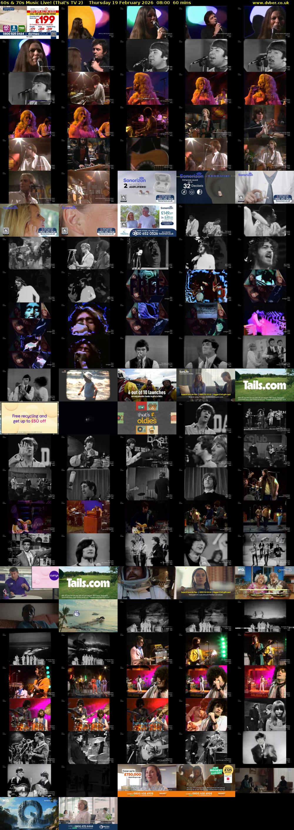 60s & 70s Music Live! (That's TV 2) Thursday 19 February 2026 08:00 - 09:00