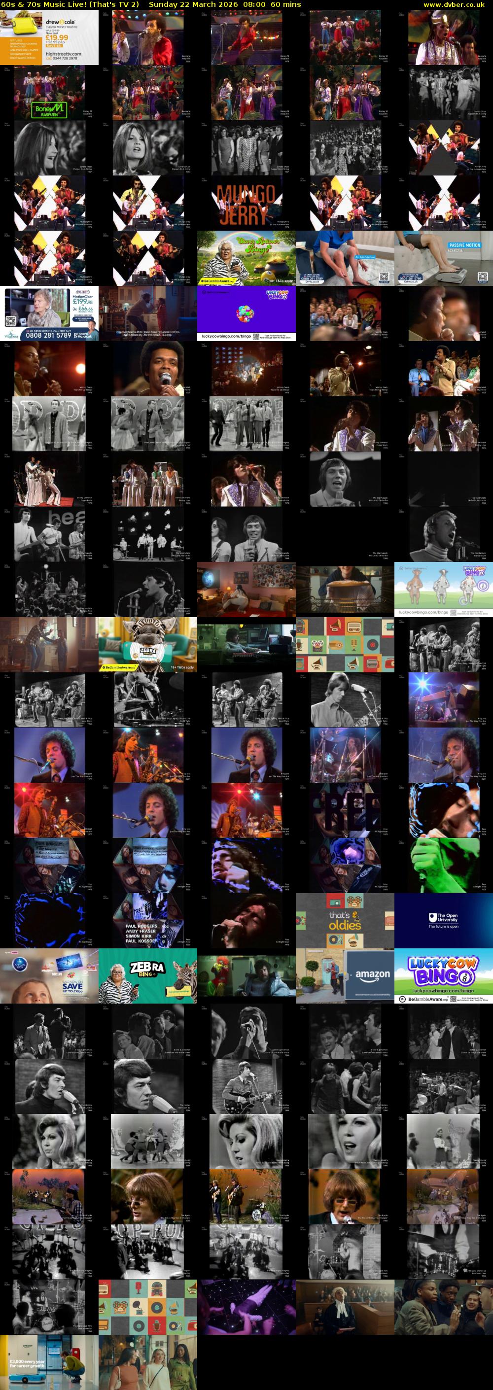 60s & 70s Music Live! (That's TV 2) Sunday 22 March 2026 08:00 - 09:00