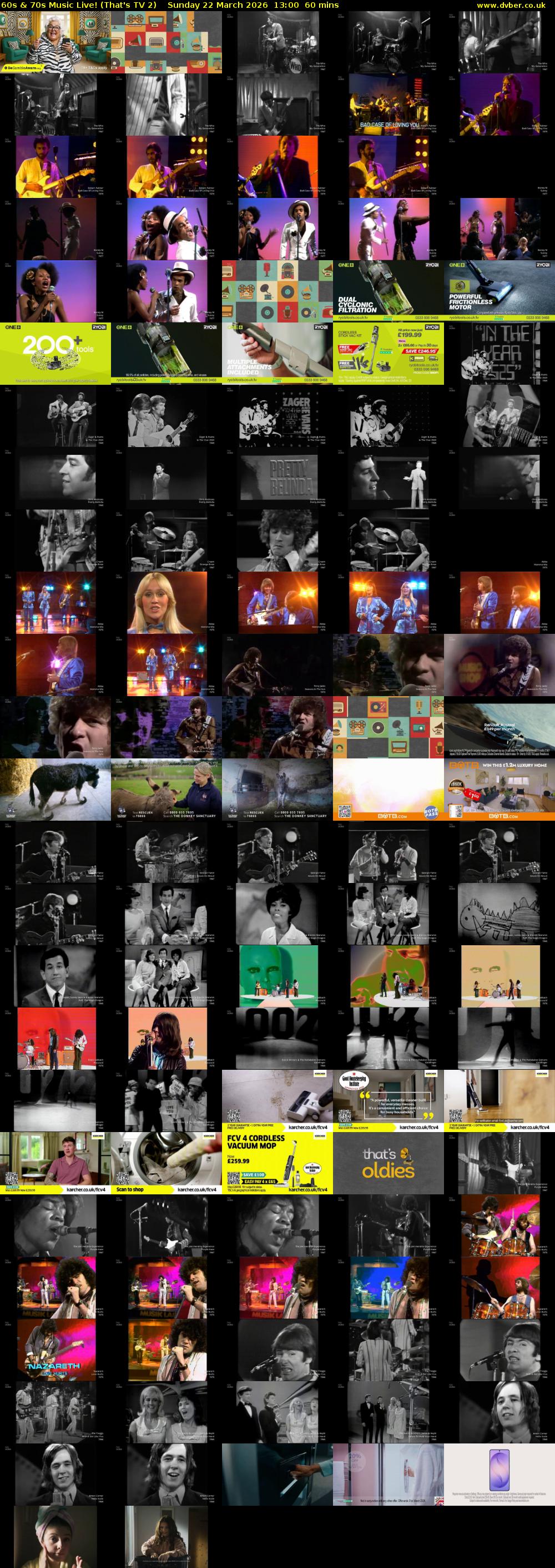 60s & 70s Music Live! (That's TV 2) Sunday 22 March 2026 13:00 - 14:00