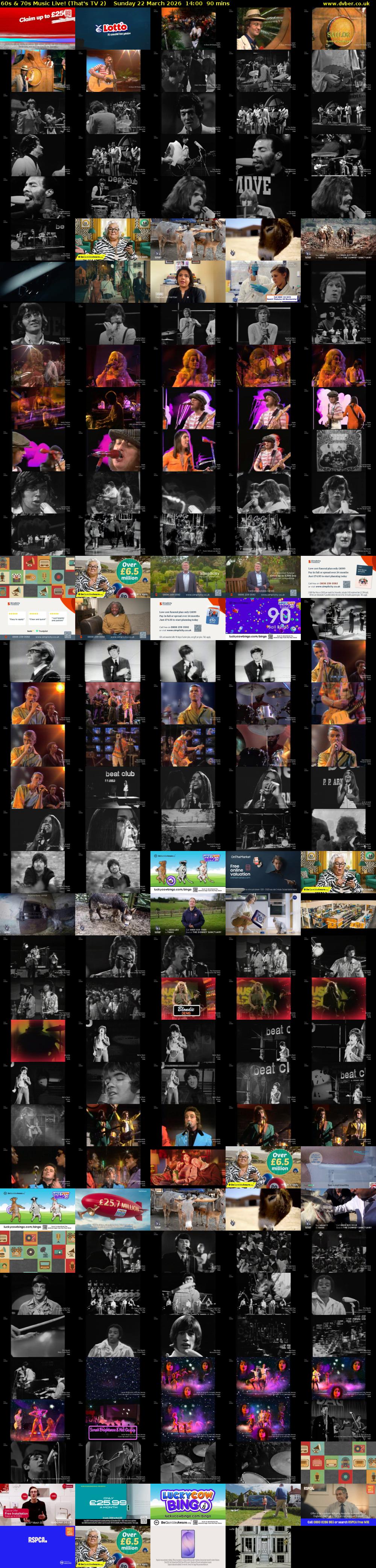 60s & 70s Music Live! (That's TV 2) Sunday 22 March 2026 14:00 - 15:30