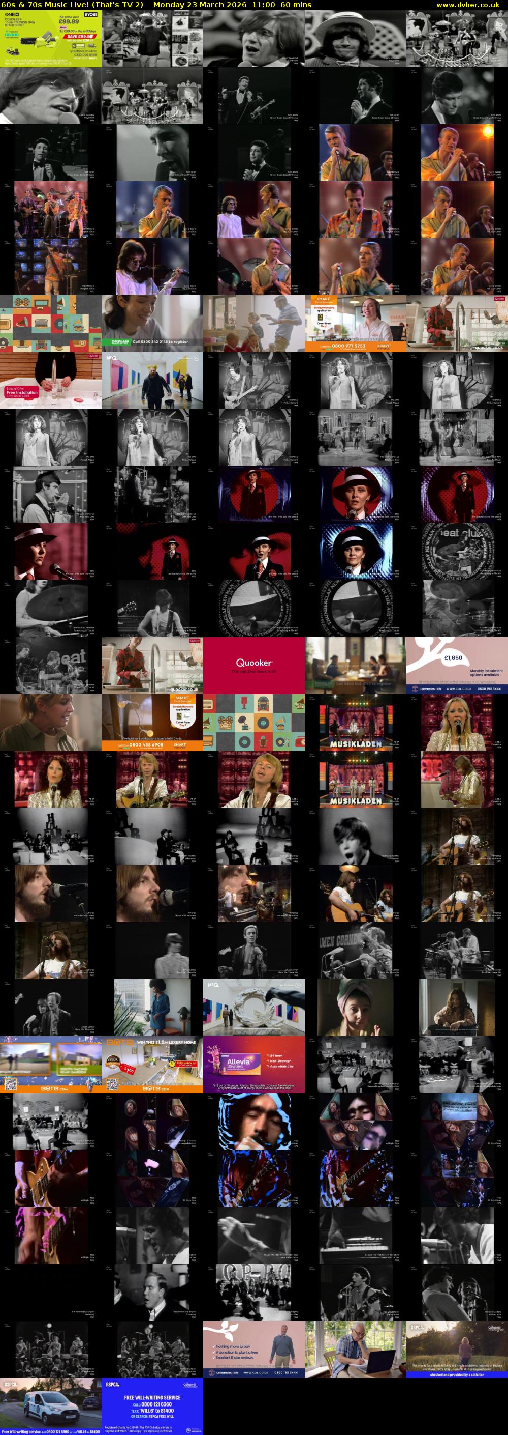 60s & 70s Music Live! (That's TV 2) Monday 23 March 2026 11:00 - 12:00