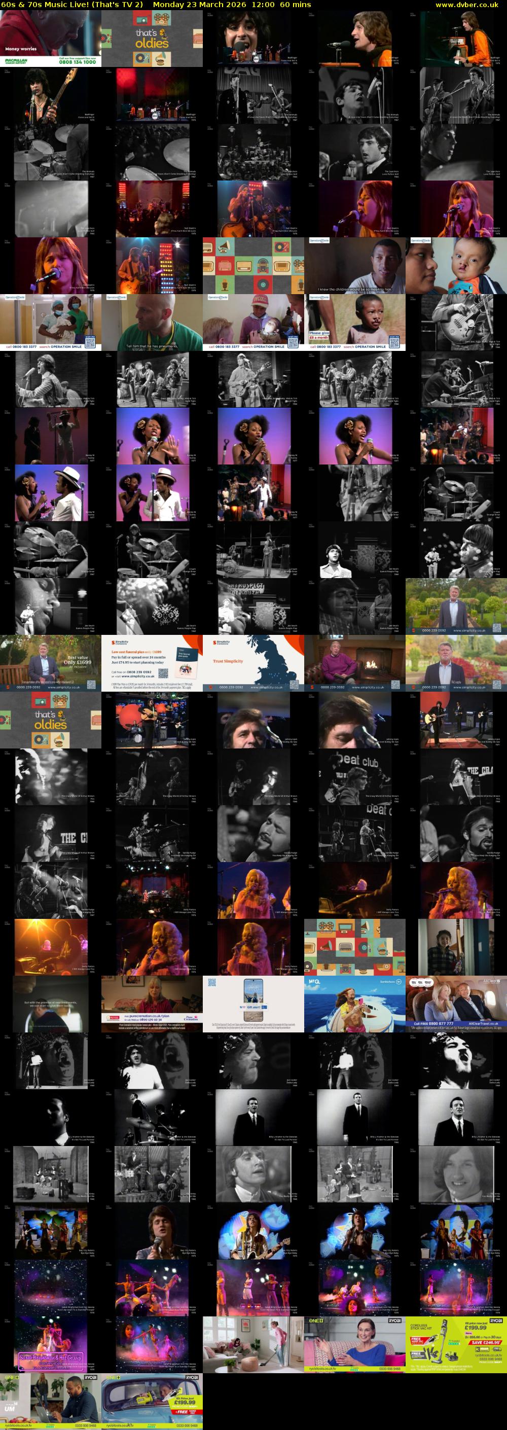 60s & 70s Music Live! (That's TV 2) Monday 23 March 2026 12:00 - 13:00
