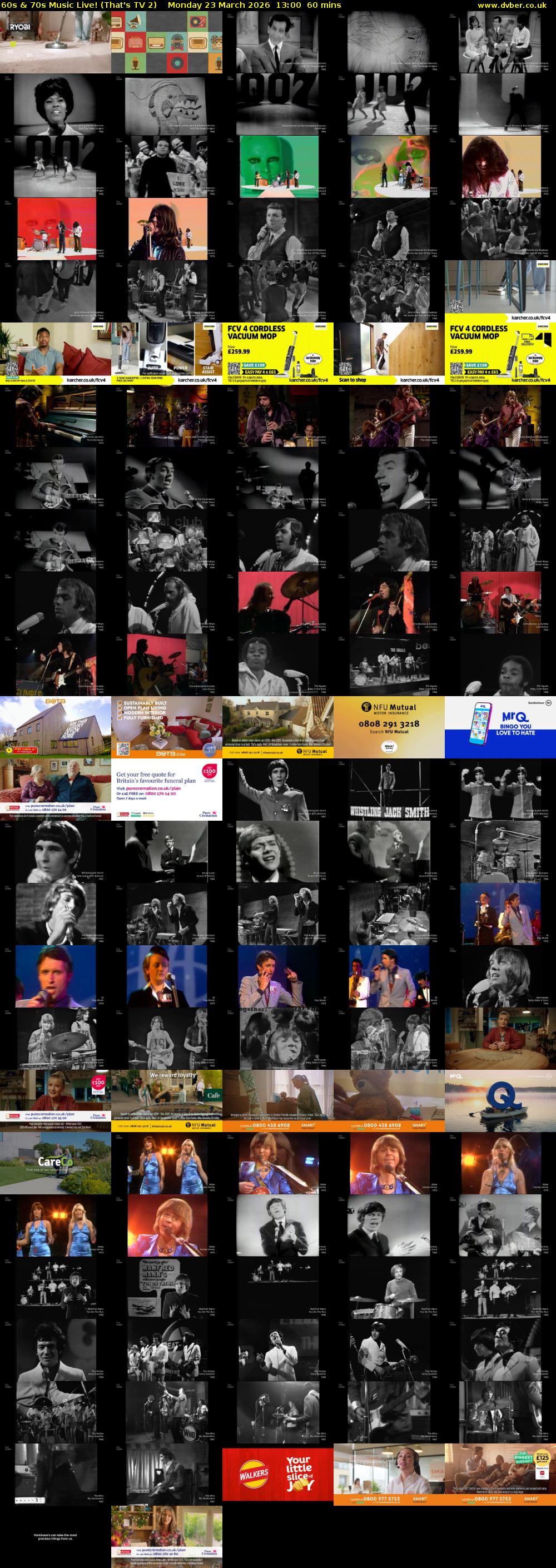 60s & 70s Music Live! (That's TV 2) Monday 23 March 2026 13:00 - 14:00