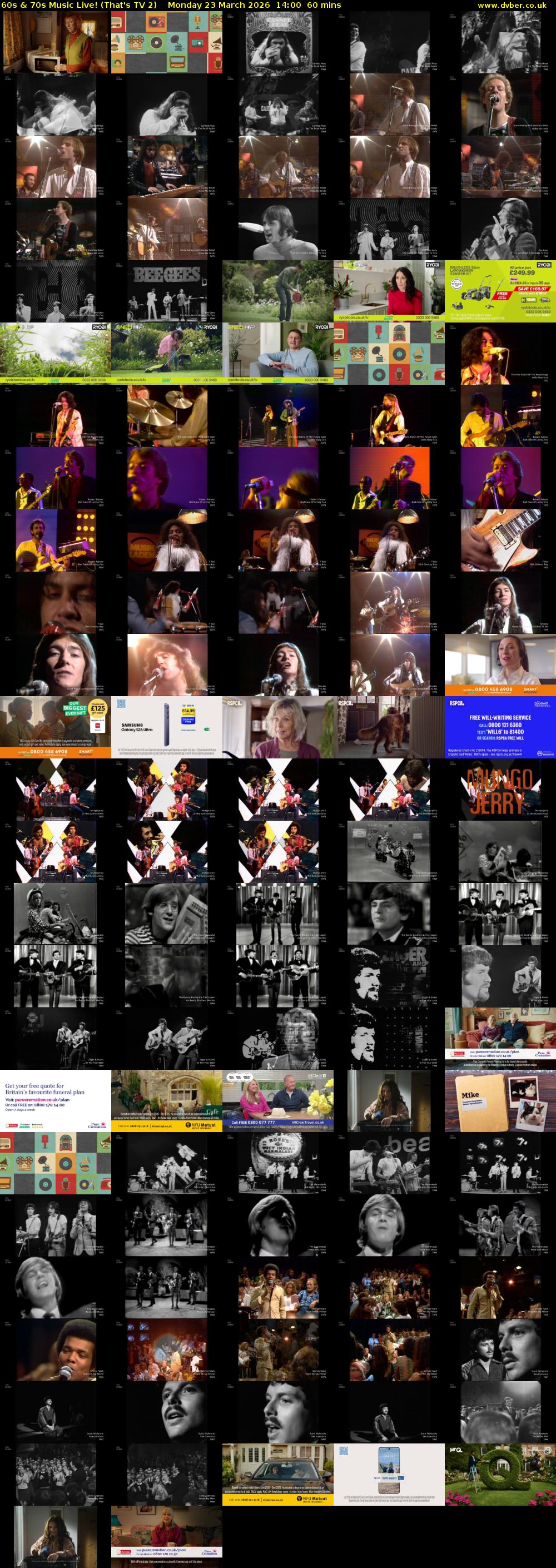 60s & 70s Music Live! (That's TV 2) Monday 23 March 2026 14:00 - 15:00