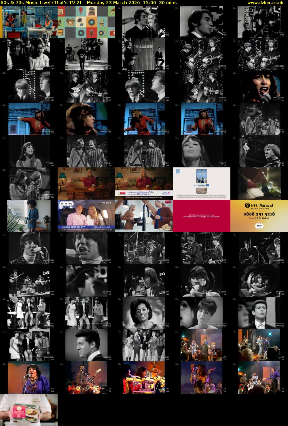 60s & 70s Music Live! (That's TV 2) Monday 23 March 2026 15:00 - 15:30