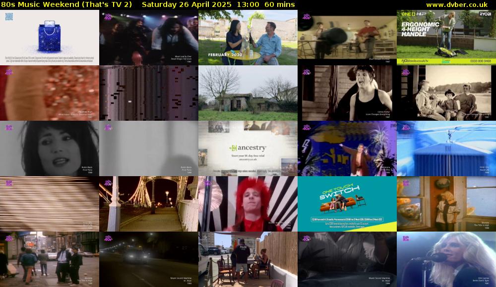 80s Music Weekend (That's TV 2) Saturday 26 April 2025 13:00 - 14:00